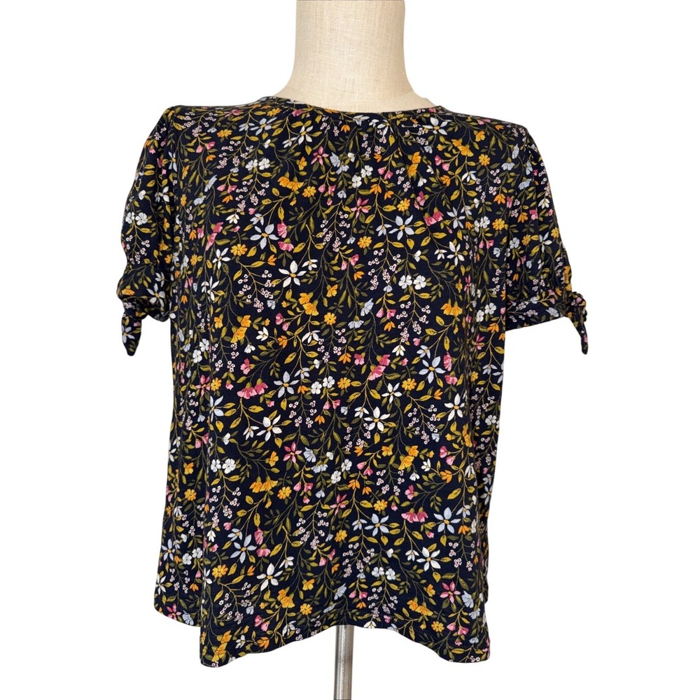 LOFT Floral Print Blouse Size Small Short Sleeve Multicolor
